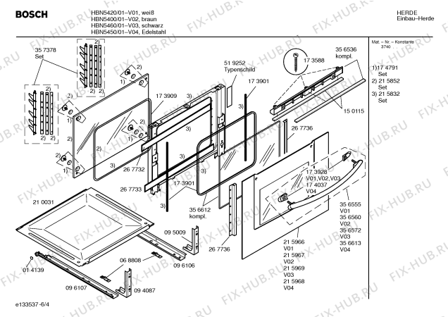 Схема №5 HBN5460 с изображением Панель управления для духового шкафа Bosch 00359315
