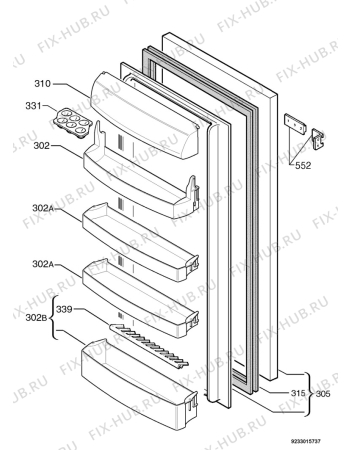 Взрыв-схема холодильника Juno Electrolux JRN40121 - Схема узла Door 003