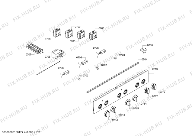 Взрыв-схема плиты (духовки) Bosch HCL422127S - Схема узла 07