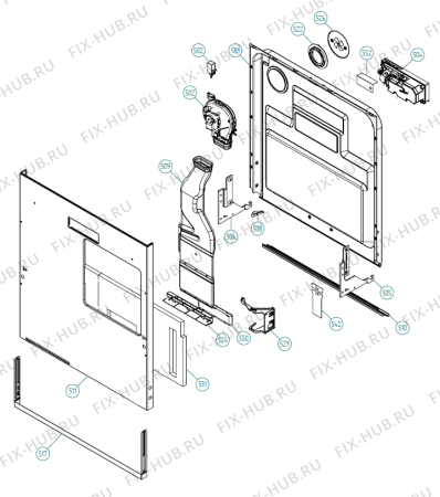 Взрыв-схема посудомоечной машины Asko D5233 Encore US   -Titanium FI (341147, DW70.3) - Схема узла 05