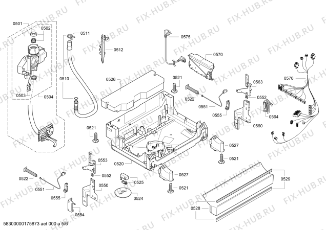 Взрыв-схема посудомоечной машины Bosch SMS63M12FF, SuperSilence - Схема узла 05