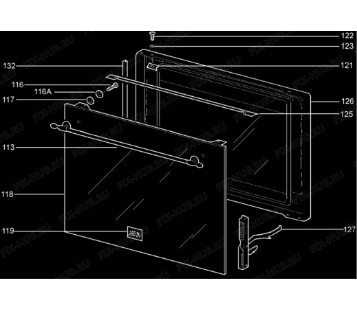 Взрыв-схема плиты (духовки) Aeg A90GATCGRN - Схема узла Door, main (large)