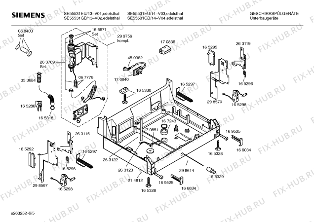 Схема №5 SE55531EU с изображением Планка для посудомоечной машины Siemens 00362749