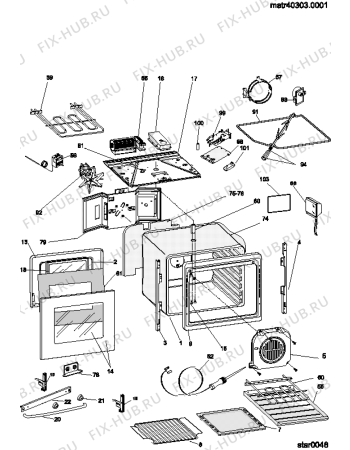 Взрыв-схема плиты (духовки) Ariston CP649FTDK (F030702) - Схема узла