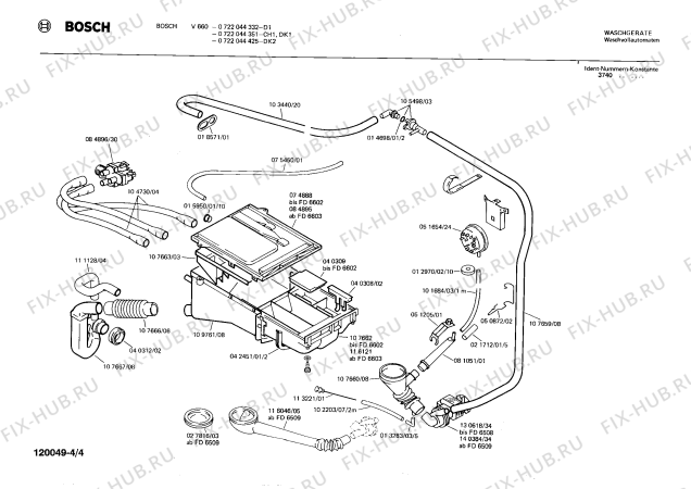 Взрыв-схема стиральной машины Bosch 0722044351 V660 - Схема узла 04
