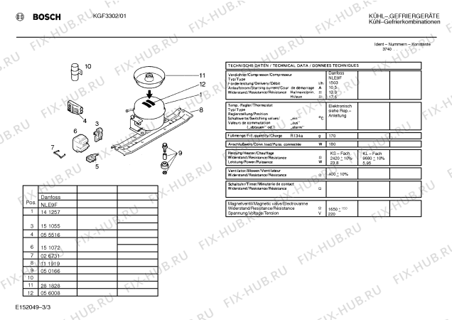 Взрыв-схема холодильника Bosch KGF3302 - Схема узла 03