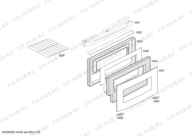 Взрыв-схема плиты (духовки) Bosch HSK42K02EE PKE II BCO GE 220V - Схема узла 02