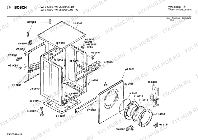 Схема №4 WFV5800FG WFV5800 с изображением Панель управления для стиралки Bosch 00277731