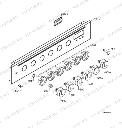 Взрыв-схема плиты (духовки) Electrolux EKG603300W - Схема узла Command panel 037