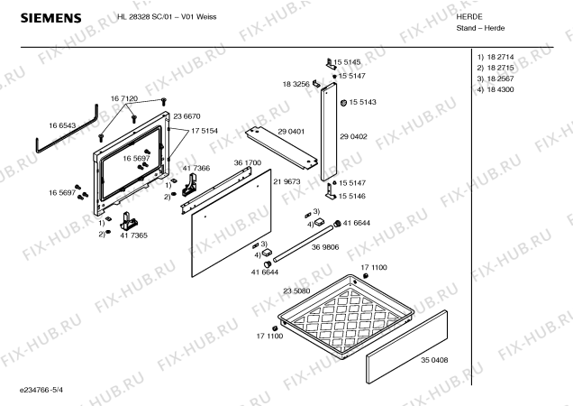 Взрыв-схема плиты (духовки) Siemens HL28328SC - Схема узла 04
