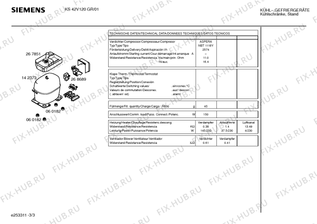 Взрыв-схема холодильника Siemens KS42V120GR - Схема узла 03