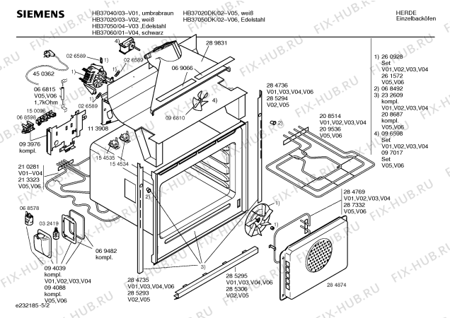 Взрыв-схема плиты (духовки) Siemens HB37060 - Схема узла 02