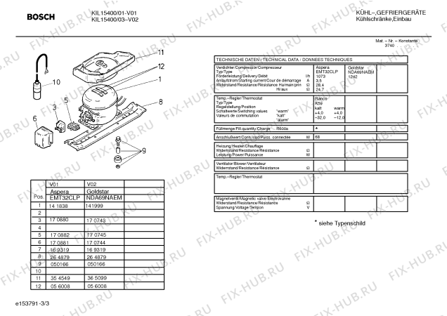 Взрыв-схема холодильника Bosch KIL15400 - Схема узла 03