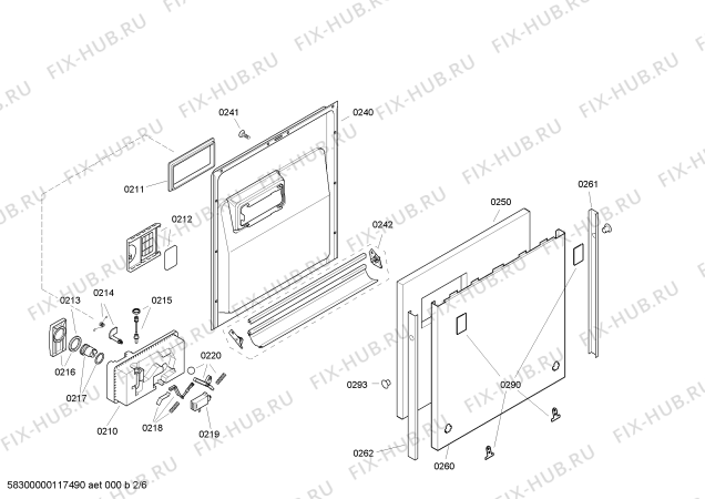 Взрыв-схема посудомоечной машины Bosch SGV58M03EU - Схема узла 02