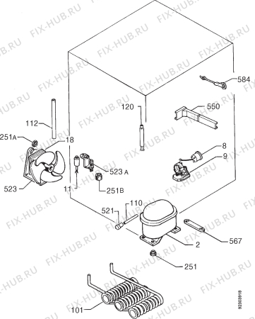 Взрыв-схема холодильника Electrolux ER1730U - Схема узла Cooling system 017