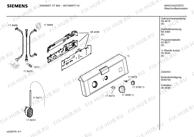 Схема №3 WXT800FF SIWAMAT XT 800 fuzzy plus с изображением Панель управления для стиралки Siemens 00359535