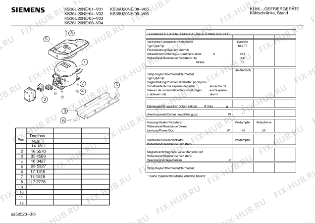 Взрыв-схема холодильника Siemens KS36U20NE - Схема узла 03