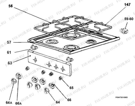 Взрыв-схема плиты (духовки) Zanussi ZCG551GW - Схема узла Section 4