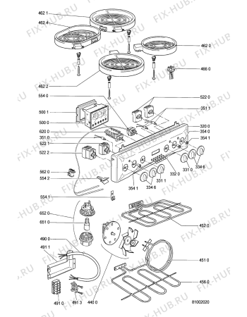 Взрыв-схема плиты (духовки) Whirlpool ACM 377 - Схема узла
