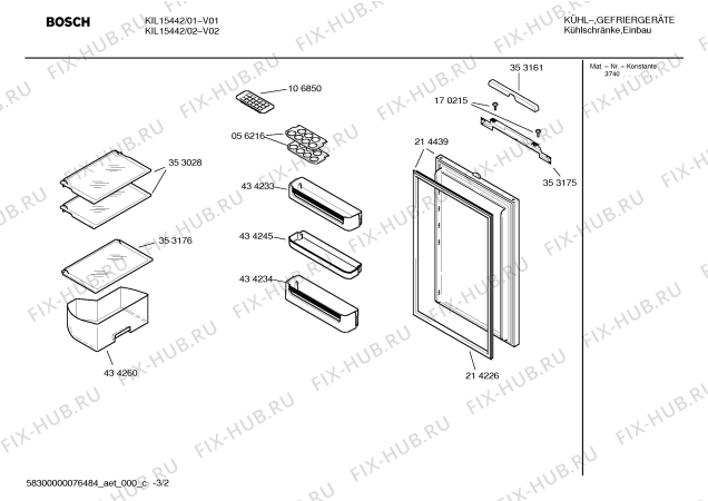 Схема №2 KIL23441CH с изображением Компрессор для холодильника Bosch 00143810