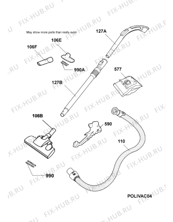 Взрыв-схема пылесоса Electrolux ZE2253W - Схема узла Accessories