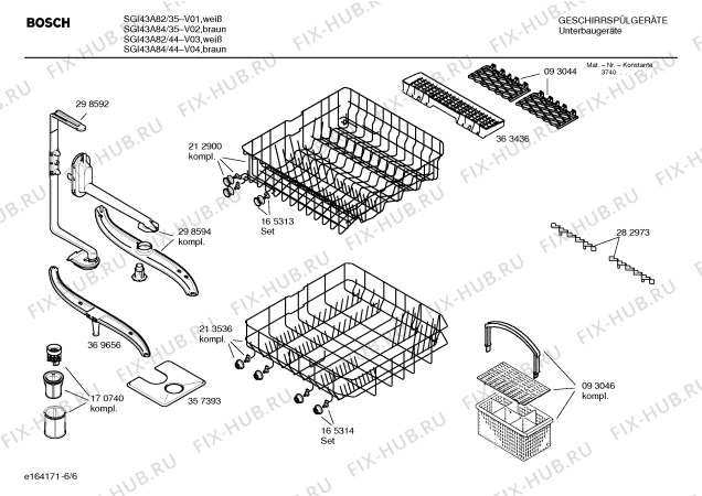 Взрыв-схема посудомоечной машины Bosch SGI43A82 - Схема узла 06