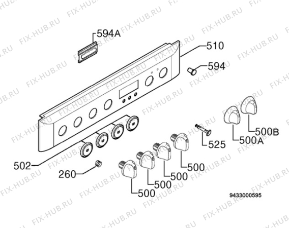 Взрыв-схема плиты (духовки) Electrolux EKK603500X - Схема узла Command panel 037