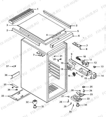 Взрыв-схема холодильника Quelle QL4 (0C) - Схема узла Cabinet + armatures