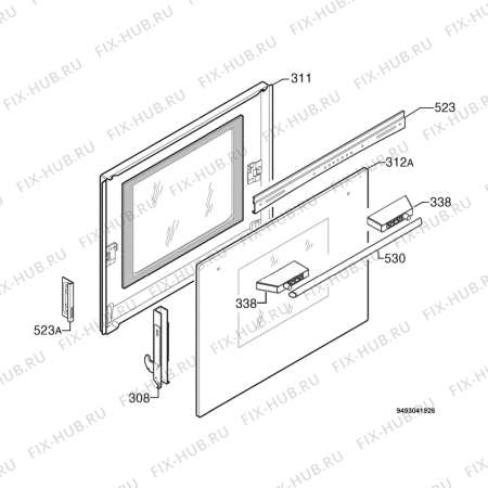 Взрыв-схема плиты (духовки) Electrolux EOB31002CW - Схема узла Door 003