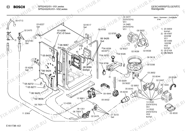 Взрыв-схема посудомоечной машины Bosch SPS2432AU - Схема узла 02