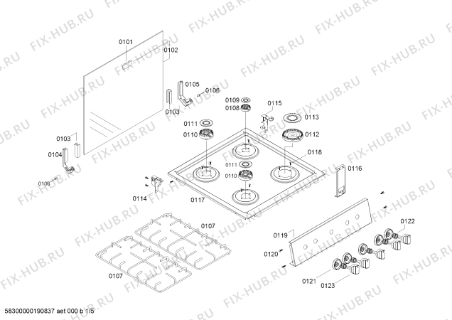 Схема №4 FN102P14SC с изображением Горелка для плиты (духовки) Bosch 00648961