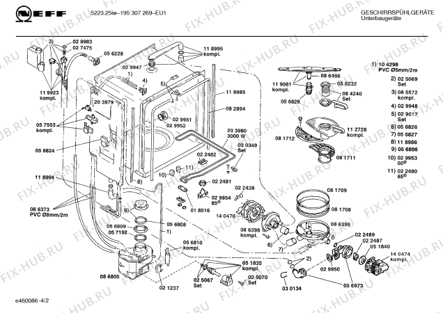 Взрыв-схема посудомоечной машины Neff 195307269 5223.25IW - Схема узла 02