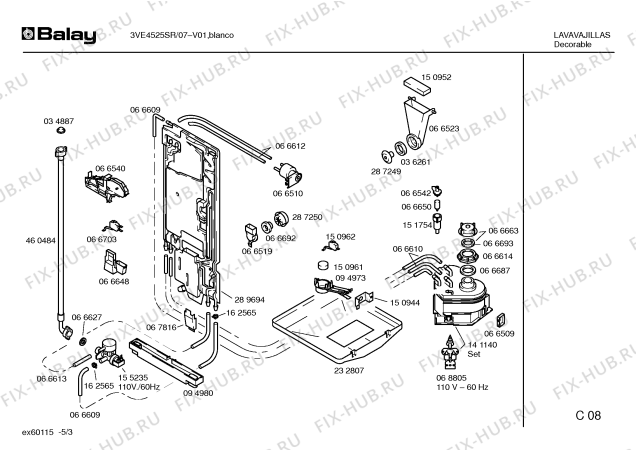 Взрыв-схема посудомоечной машины Balay 3VE4525SR V4525R - Схема узла 03