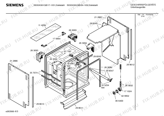 Взрыв-схема посудомоечной машины Siemens SE65A561GB - Схема узла 03