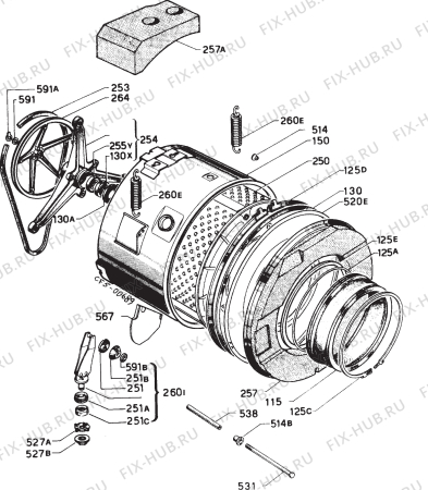 Взрыв-схема стиральной машины Husqvarna Electrolux QWD1350SW - Схема узла Functional parts 267