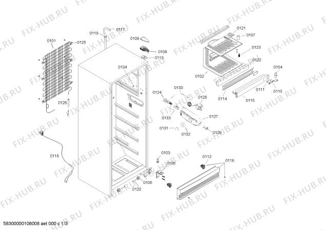 Схема №3 RS30G7424C с изображением Конфорка для холодильной камеры Bosch 00423362