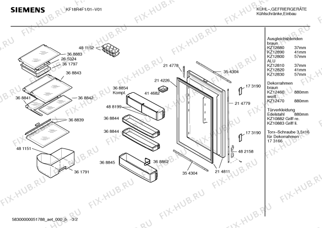 Взрыв-схема холодильника Siemens KF18R4F1 - Схема узла 02