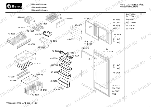 Схема №3 3FF4866N с изображением Дверь для холодильника Bosch 00243323