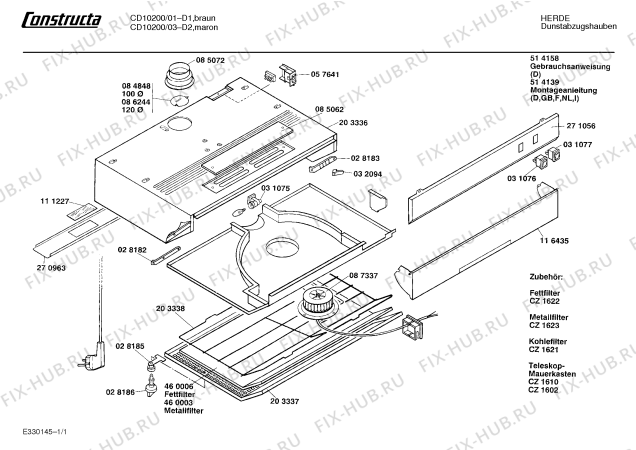 Схема №1 CD10200 с изображением Панель для вентиляции Bosch 00271056