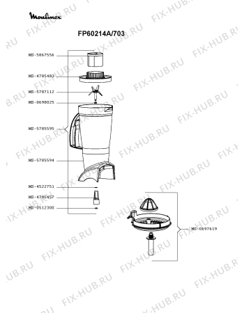 Взрыв-схема кухонного комбайна Moulinex FP60214A/703 - Схема узла CP003144.0P3