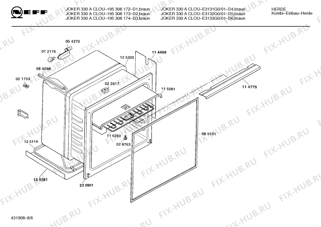 Взрыв-схема плиты (духовки) Neff 195308174 JOKER 330 A CLOU - Схема узла 06