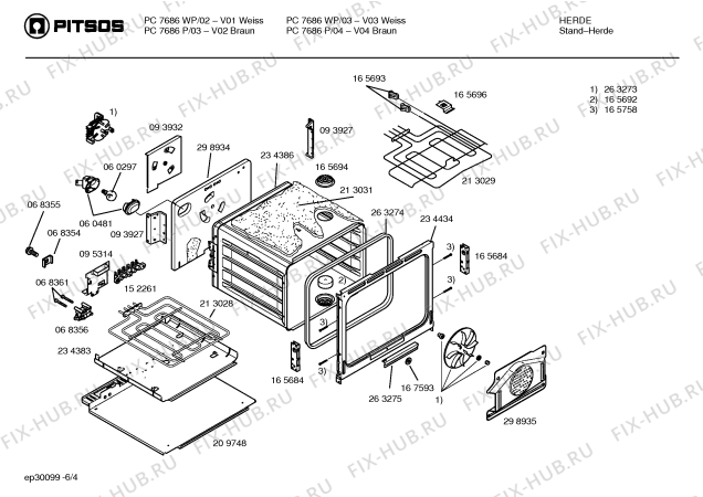 Схема №5 PC7686P с изображением Ручка конфорки для электропечи Bosch 00166423