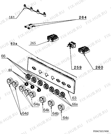 Взрыв-схема плиты (духовки) Electrolux EKM511501W - Схема узла Command panel 037