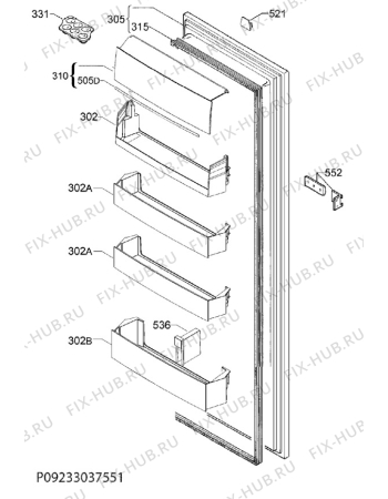 Взрыв-схема холодильника Electrolux ERN3013FOW - Схема узла Door 003