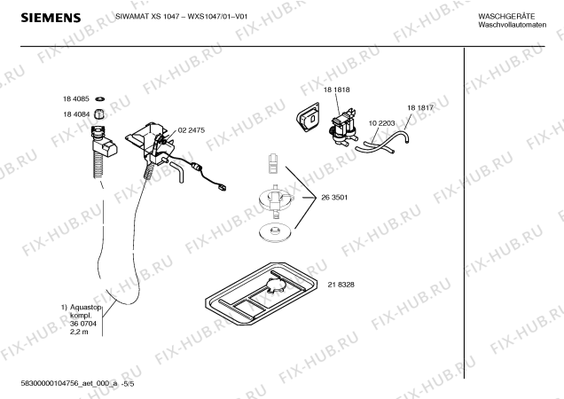 Взрыв-схема стиральной машины Siemens WXS1047 SIEMENS SIWAMAT XS 1047 - Схема узла 05