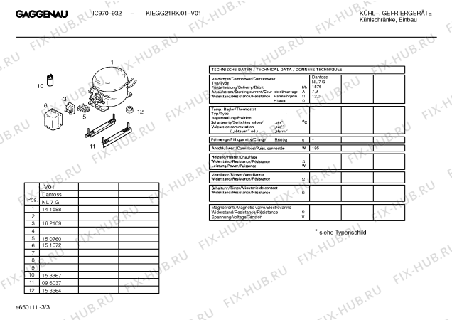 Взрыв-схема холодильника Gaggenau KIEGG21RK IC970-932 - Схема узла 03