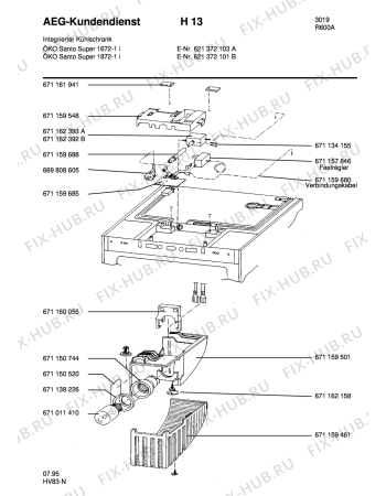 Взрыв-схема холодильника Aeg SAN1872-1 I - Схема узла Refrigerator electrical equipment