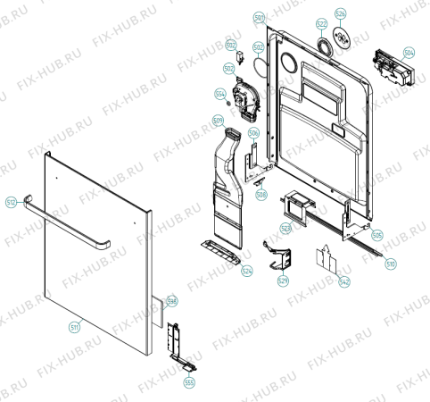 Взрыв-схема посудомоечной машины Asko D5565 SOF DK   -Stainless (410238, DW90.2) - Схема узла 05