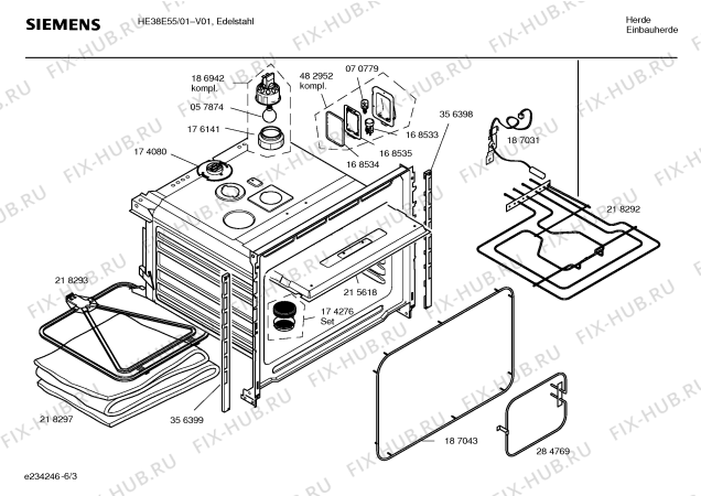 Взрыв-схема плиты (духовки) Siemens HE38E55 - Схема узла 03