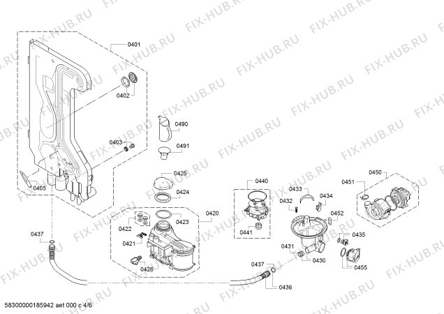 Взрыв-схема посудомоечной машины Bosch SPV67M00AU Silence. Made in Germany - Схема узла 04